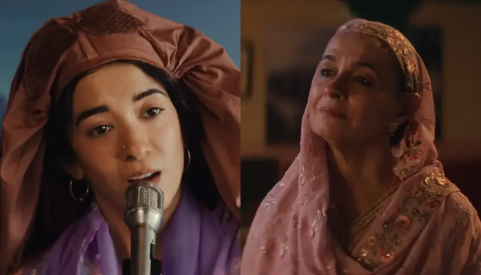 Saba Azad as younger noor begum and Soni Razdan as older noor begum in songs of paradise film