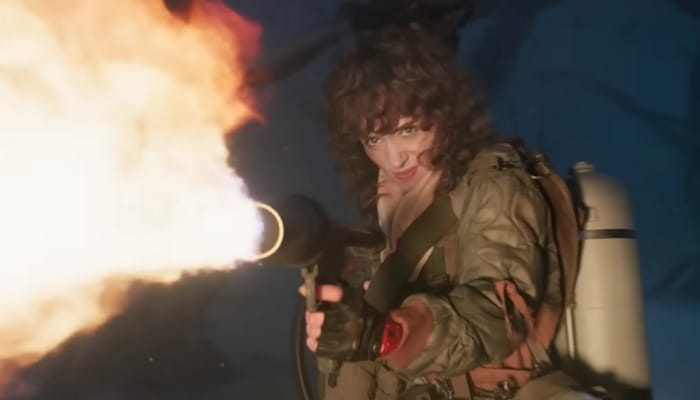 nancy wheeler using flamethrower